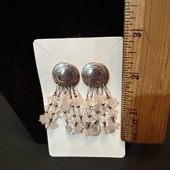 Rose Quartz star and heart earrings - Picture 4 of 6